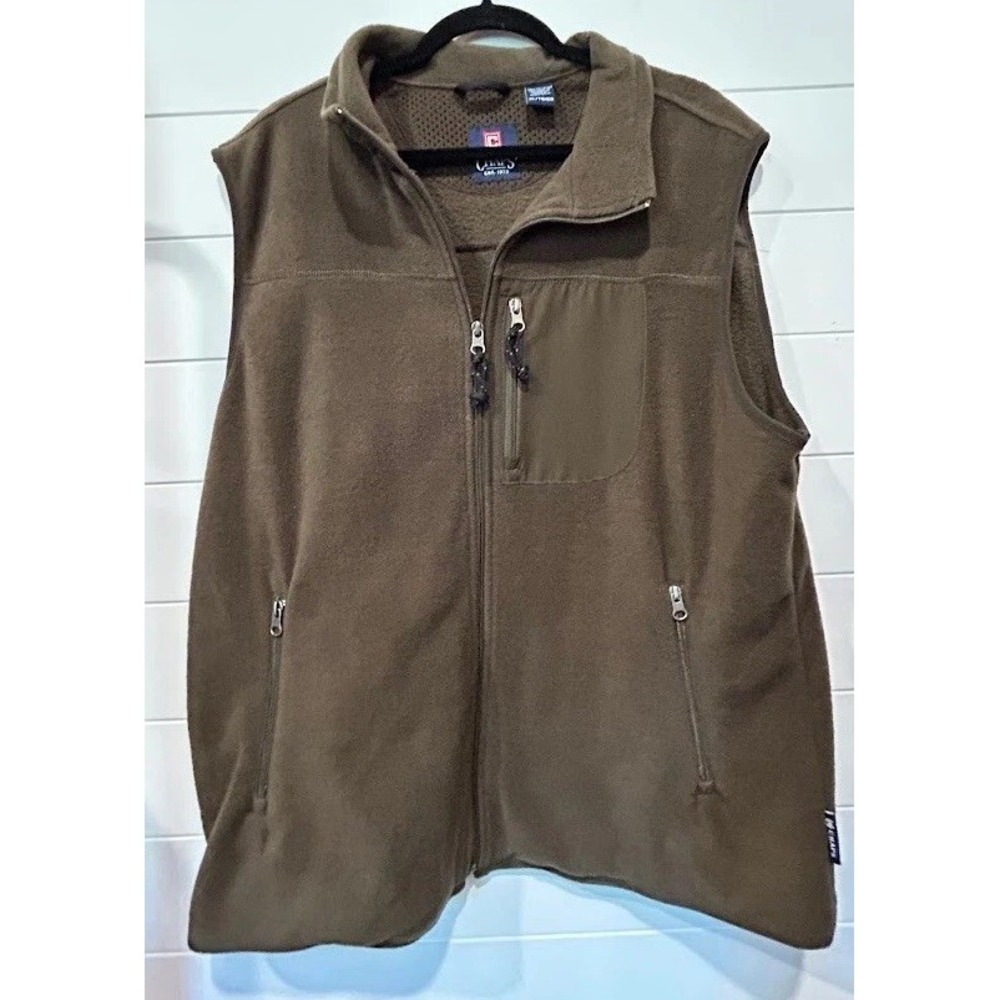 Chaps Brown Fleece Zip Vest Mens XL